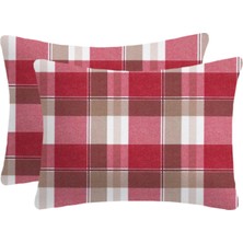 Lief Home  Pamuklu Flanel ( Pazen ) Kumaşından Fermuarlı Yastık Kılıfı | 50X70 ( 2 Adet )