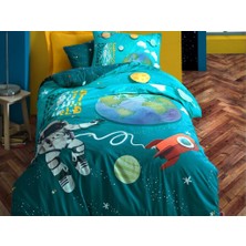 Çeyiz Diyarı Cottonbox Junior Little Astronaut Tek Kişilik Nevresim Takımı Turkuaz