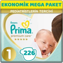 Prima Premium Care Bebek Bezi Beden:1 (2-5 kg) Yeni Doğan 226'lı Ekonomik Mega Pk