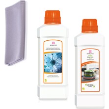 BioBellinda Mikrofiber Cam Bezi + Çok Amaçlı Hijyenik Temizleme Sıvısı 1000 ml + Bulaşık Sıvısı 1000 ml