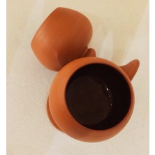 Güray Seramik Naturel Ikili Içi Sırlı Kadeh (Kahverengi)