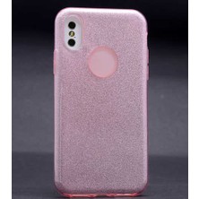 noktaks - Apple iPhone X - Kılıf Simli Koruyucu Shining Silikon - Rose Gold