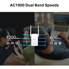 TP-Link RE550, AC1900 Mbps, 1 Gigabit Bağlantı Noktalı Wi-Fi Güçlendirici/Hotspot, Access Point Modu, Tüm Wi-Fi Yönlendiriciler ile Çalışır, Wi-Fi 5 Menzil Genişletici