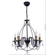 Polat Aydınlatma Kale 5 Li Siyah Lüx Taşlı Avize