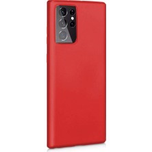Gpack Samsung Galaxy S21 Ultra 5G Kılıf Mat Soft Premier Silikon Kırmızı