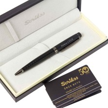 Scrikss İsme Özel Kare Desenli Tükenmez Kalem Mat Siyah Honour38