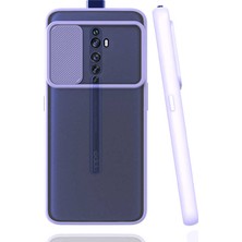 noktaks - Oppo Reno 2Z - Kılıf Slayt Sürgülü Arkası Buzlu Lensi Kapak - Lila - T16239