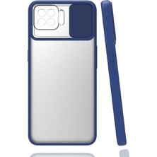 noktaks - Oppo Reno 4 Lite - Kılıf Slayt Sürgülü Arkası Buzlu Lensi Kapak - Lacivert - T16238
