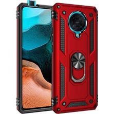 Tekno Grup Xiaomi Redmi K30 Pro Kılıf Çift Katmanlı Yüzüklü Manyetik Vega Kapak Kırmızı