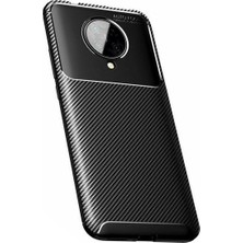 Tekno Grup Xiaomi Redmi K30 Pro Kılıf Karbon Desenli Lux Neyro Silikon + Tam Kaplayan 5D Cam Ekran Koruyucu Siyah