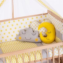 Carino Wins Masif Organik Ahşap Anne Yanı Sallanan Beşik + Sarı Bebek Uyku Seti + Yatak
