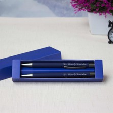 Hediye Rengi İsme Özel Tükenmez Kalem Ve Versatil Kalem Seti Mavi