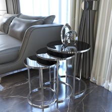 Pukka Sehpa Gümüş Zigon Sehpa Füme Aynalı