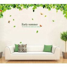 Kt Decoration Yeşil Yapraklar ve Kelebekler Ev Dekorasyonu Duvar Dekoru Sticker