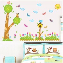 Kt Decoration Ağaç Kuşlar Çiçekler Çocuk ve Bebek Odası Pvc Duvar Sticker