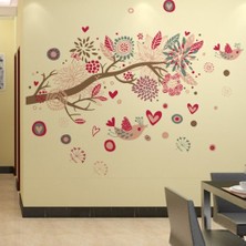 Kt Decoration Ağaç Kuş Çiçekler Pvc Duvar Sticker