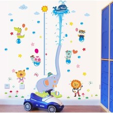 Kt Decoration Sevimli Fil Dev Boyutlu Boy Ölçer Bebek ve Çocuk Odası Pvc Duvar Sticker