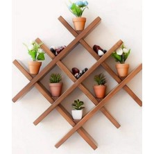 Woody Wood Natural Wood Workıng Ahşap Dekoratif Saksılık Masif Ahşap Kitaplık Saksılık