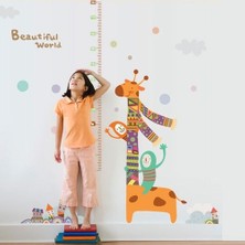 Kt Decoration Renkli Zürafa Boy Ölçer Çocuk ve Bebek Odası Duvar Sticker