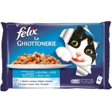 Felix Yetişkin Kediler Için Somonlu ve Ton Balıklı Yaş Kedi Maması Pouch (4 x 100 Gr) x 10 Adet