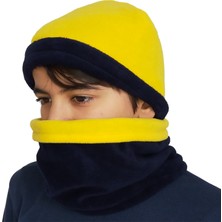 Berselüx 3023 Çift Taraflı Polar Boyunluk-Bere Set ( Sarı-Lacivert )