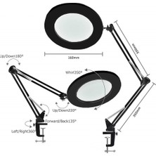 Microcase Masa Üstü Büyüteç Ayarlanabilir Işıklı Tamir Hobi Güzellik Merkezi 160MM 5x Siyah - AL2451