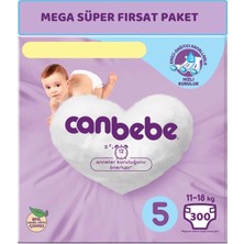 Canbebe Bebek Bezi Beden:5 (11-18KG) Junior 300 Adet Mega Süper Fırsat Pk