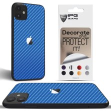 Ipg Apple İphone 11 Dekoratif Arka Koruma Sticker Karbon Fiber 4D Mavi