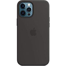 Mzk Apple İphone 12 Pro Max Kılıf Silikon Lansman Logolu + Nano Ekran Koruyucu Siyah