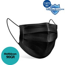 Medizer Siyah 3 Katlı Meltblown Kumaş Full Ultrasonik Cerrahi Ağız Maskesi - Burun Telli 100 Adet