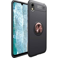 Kzy Huawei Y5 2019 Kılıf Renkli Yüzüklü Manyetik Silikon Kapak Siyah - Rose Gold