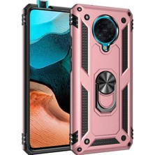 Kzy Xiaomi Redmi K30 Pro Kapak Military Yüzüklü Stantlı Panzer Tank Kılıf - Rose Gold