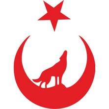 Sticker Atölyesi Göktürk Kurt Ay Yıldız Sticker - 15166 15 x 11.5 cm Kırmızı