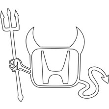 Sticker Atölyesi Şeytan Honda Sticker - 15111 10 x 11.5 cm Beyaz