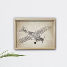 Dekor Loft Doğal Çam Çerçeveli Duvar Tablosu Antik Uçak