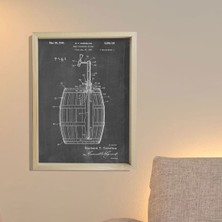 Dekor Loft Doğal Çam Çerçeveli Duvar Tablosu Bira Fıçısı Tasarımı 1942