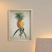 Dekor Loft Doğal Çam Çerçeveli Duvar Tablosu Antik Ananas