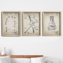 Dekor Loft Doğal Çam Çerçeveli Duvar Tablosu Amerikan Uzay Aracı Voyager Patent Baskı 1963