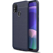 Case World Galaxy M31 Kılıf Darbe Korumalı Deri Görünümlü Silikon Arka Kapak - Lacivert