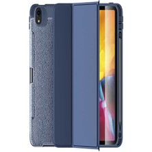 Case World Apple iPad Pro 11 2018 Deri Görünümlü Stantlı Silikon Tablet Kılıfı  - Lacivert