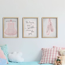 Dekor Loft Doğal Çam Çerçeveli Bebek ve Çocuk Odası Duvar Tablosu Balerin Günlüğü