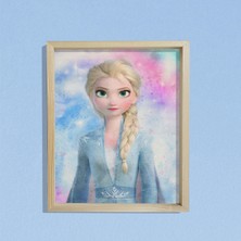 Dekor Loft Doğal Çam Çerçeveli Bebek ve Çocuk Odası Duvar Tablosu Frozen Elsa