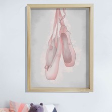 Dekor Loft Doğal Çam Çerçeveli Bebek ve Çocuk Odası Duvar Tablosu Balerin Point