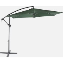 Evinizin Atölyesi Koyu Yeşil Bahçe Şemsiyesi,3 mt Ampül Şemsiye, Makaralı Bahçe Şemsiyesi, Balkon Şemsiyesi