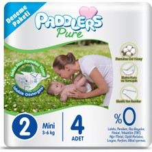 Paddlers Pure Bebek Bezi 2 Numara Mini 4 Adet ( 3-6 kg ) Deneme Paketi