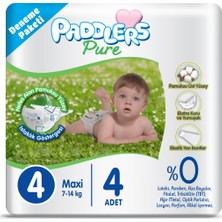 Paddlers Pure Bebek Bezi  4 Numara Maxi  4 Adet ( 7-14 kg ) Deneme Paketi