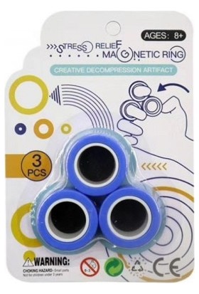 Ages Stres Yüzüğü - Fingears - Magnetic Stress Ring - Mavi