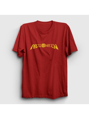 Presmono Unisex Kırmızı Logo Helloween T-Shirt