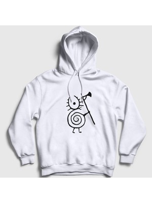 Presmono Unisex Beyaz Logo Heilung Kapüşonlu Sweatshirt