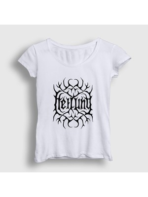 Presmono Kadın Beyaz Logo V2 Heilung T-Shirt